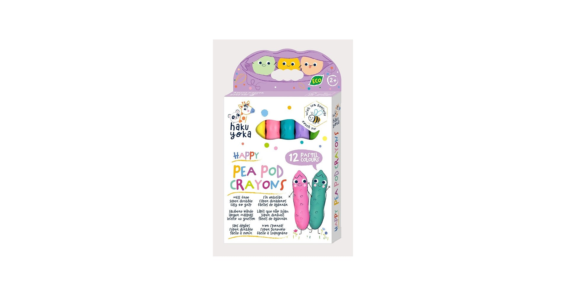 Happy Pea Pod Crayons: 12 Pastel Colours
