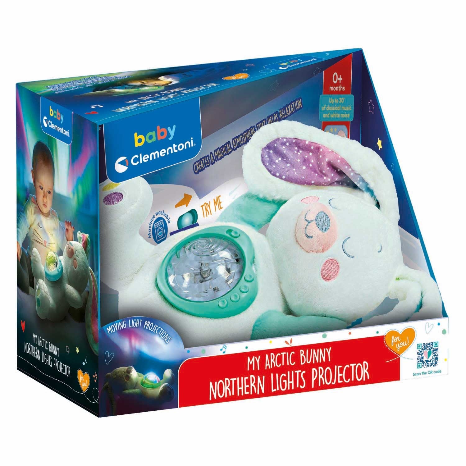 Baby Clementoni: Northern Lights Projector Plush - Arctic Bunny