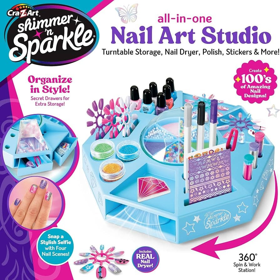 Shimmer'n Sparkle: All-In-One Nail Art Studio with Turntable Storage