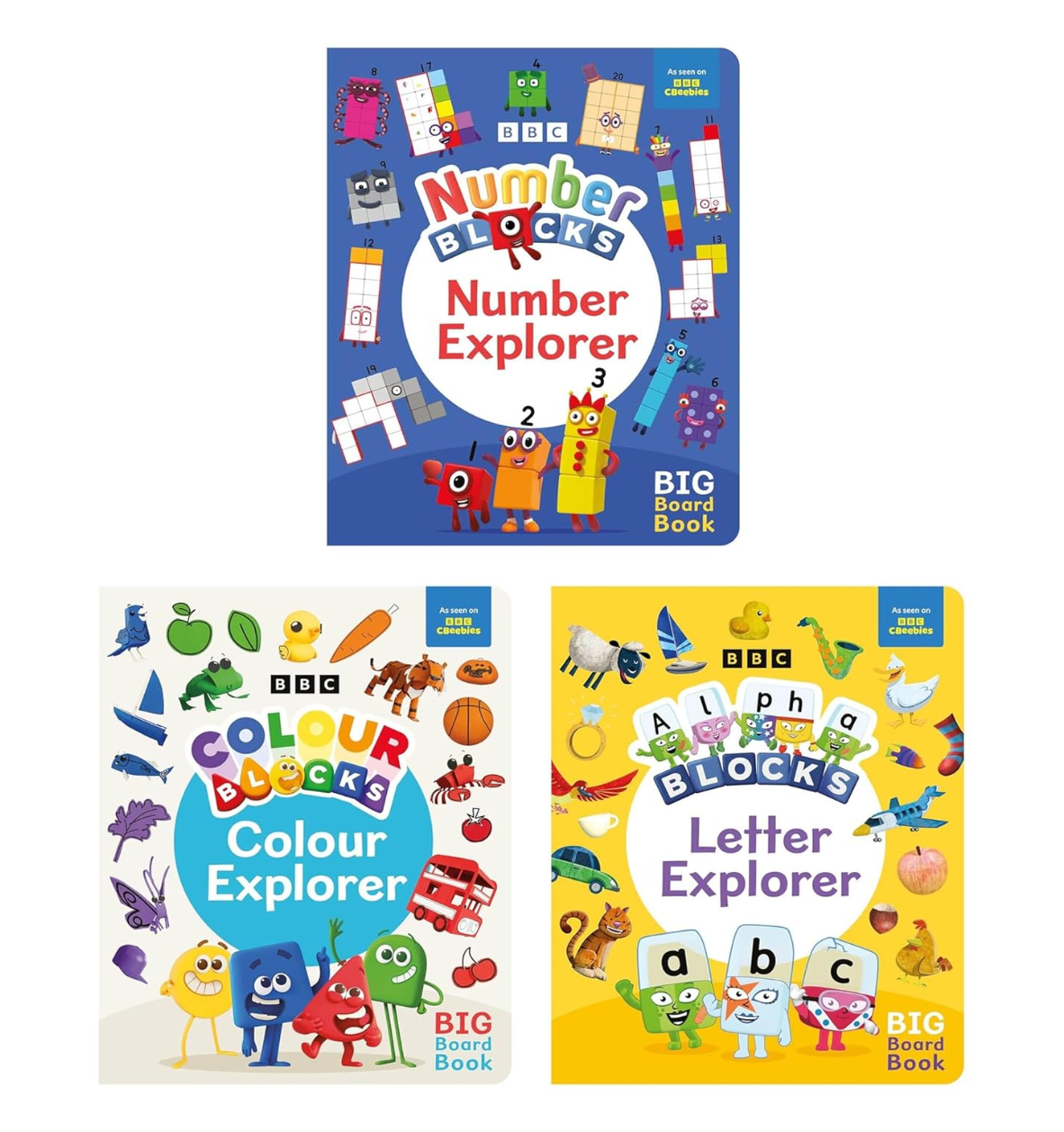 Number Blocks, Alpha Blocks, Colour Blocks Explorer 3 Books Set ...
